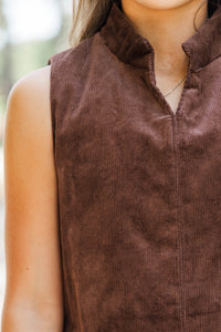 Girls: Simple Gatherings Brown Corduroy Dress