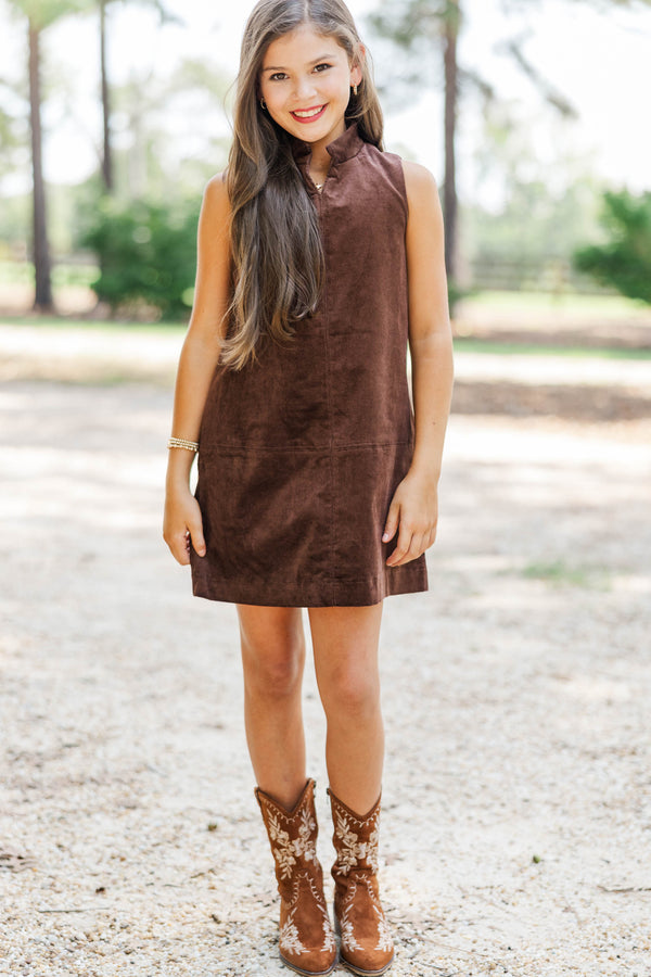 Girls: Simple Gatherings Brown Corduroy Dress