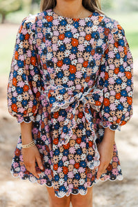 Girls: Ready For Anything Brown Floral Scalloped Dress