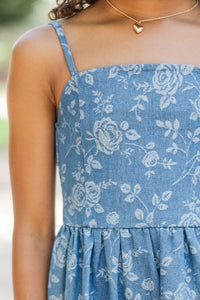 Girls: Style Structure Blue Floral Denim Dress