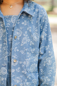 Girls: Wear On Repeat Blue Floral Denim Jacket