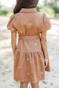 Girls: Rich in Texture Camel Suede Dress