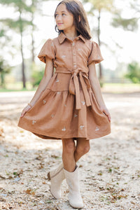 Girls: Rich in Texture Camel Suede Dress