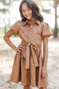 Girls: Rich in Texture Camel Suede Dress