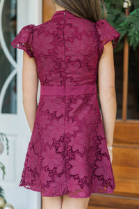 Girls: Flourish In Style Burgundy Crochet Dress