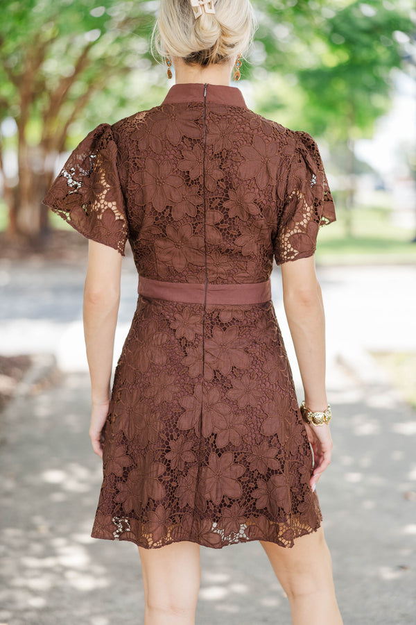 Flourish In Style Brown Crochet Dress