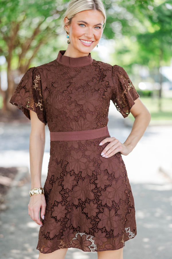 Flourish In Style Brown Crochet Dress