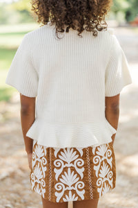 Girls: Worth Sharing Cream Ruffle Sweater