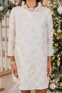 The Guest List Cream Brocade Bow Dress