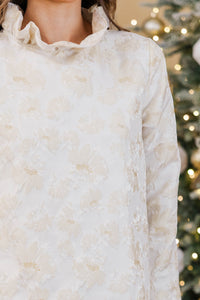 The Guest List Cream Brocade Bow Dress