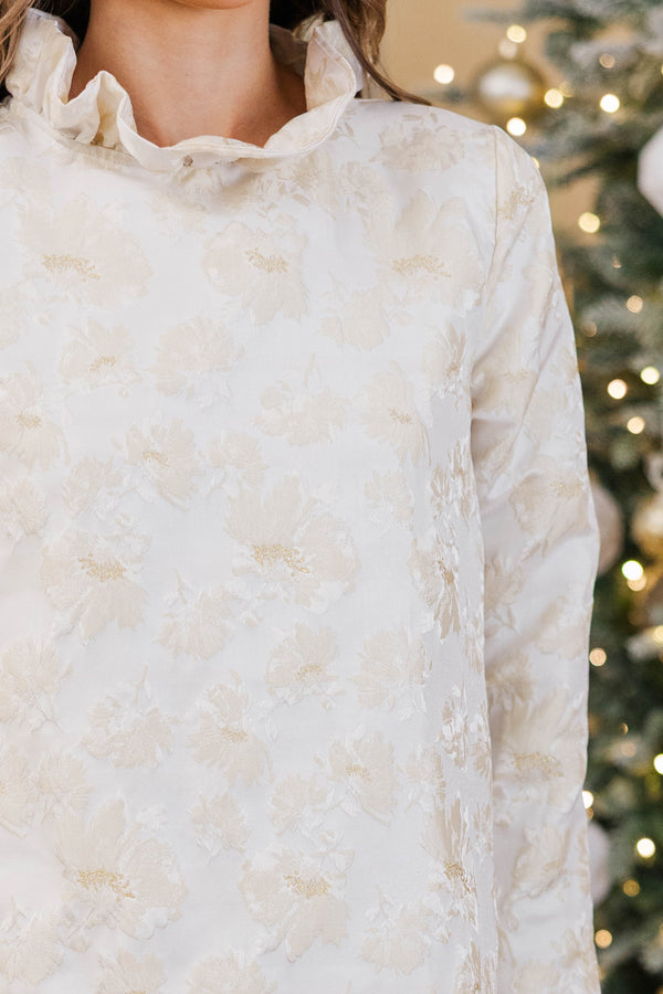 The Guest List Cream Brocade Bow Dress