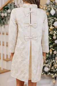 The Guest List Cream Brocade Bow Dress
