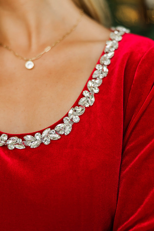Star Quality Red Velvet Dress