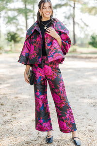 Main Event Red Brocade Cropped Coat