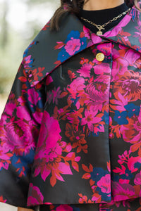 Main Event Red Brocade Cropped Coat