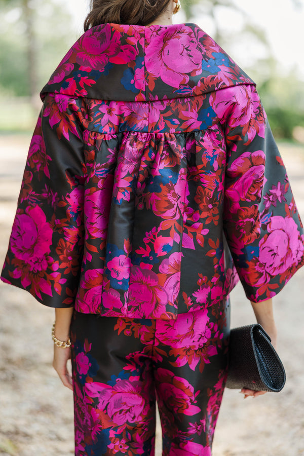 Main Event Red Brocade Cropped Coat