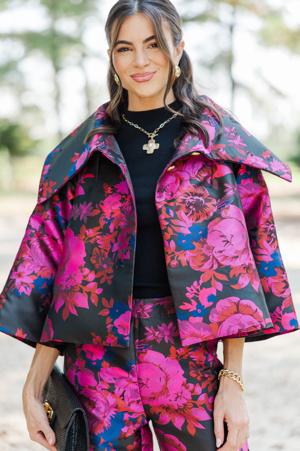 Main Event Red Brocade Cropped Coat