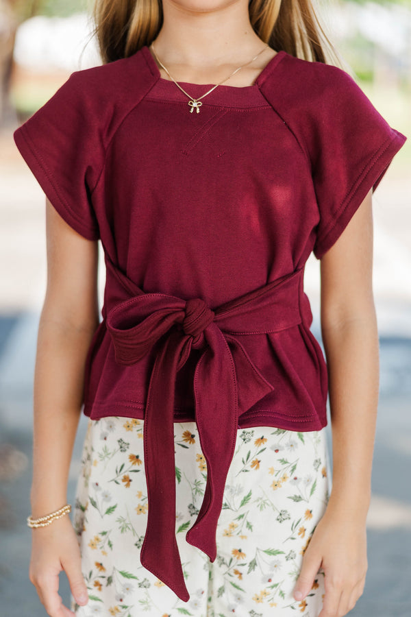 Girls: The Lounge Club Burgundy Wrap Top