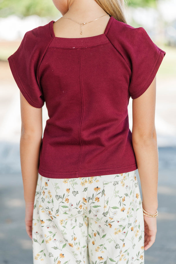 Girls: The Lounge Club Burgundy Wrap Top