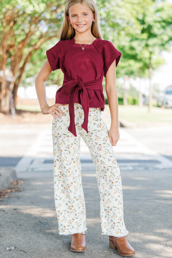 Girls: The Lounge Club Burgundy Wrap Top