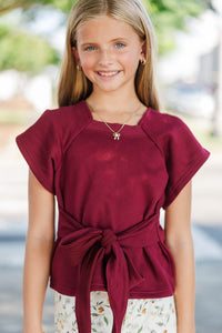 Girls: The Lounge Club Burgundy Wrap Top