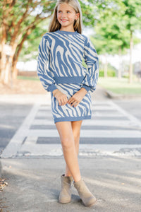 Girls: Timeless Threads Blue Zebra Sweater