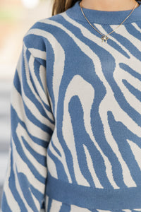 Girls: Timeless Threads Blue Zebra Sweater