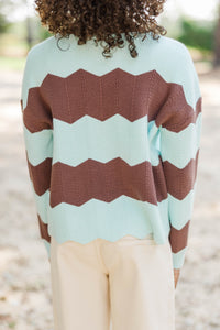 Girls: Better In Knit Light Blue Striped Sweater