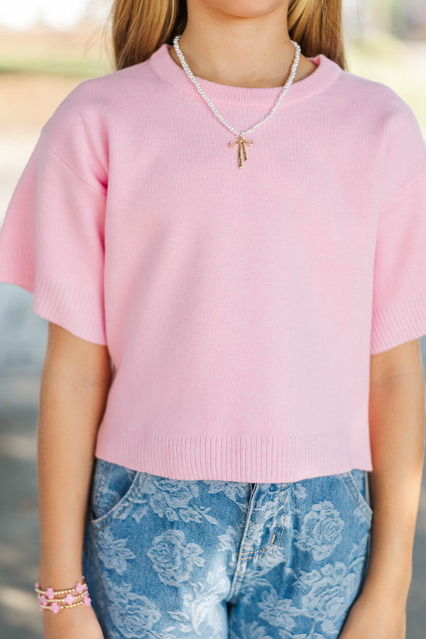 Girls: Classic Layer Light Pink Mock Neck Sweater