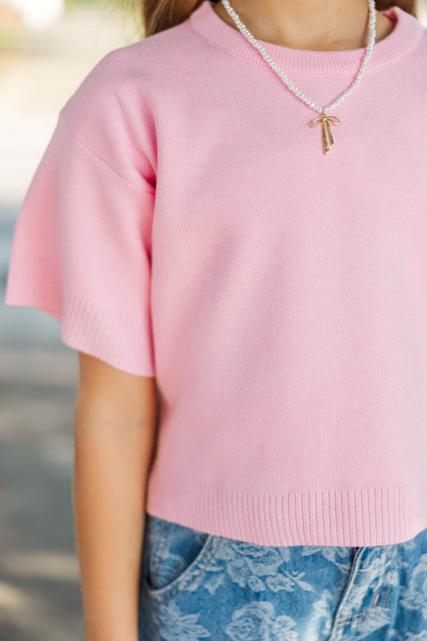 Girls: Classic Layer Light Pink Mock Neck Sweater