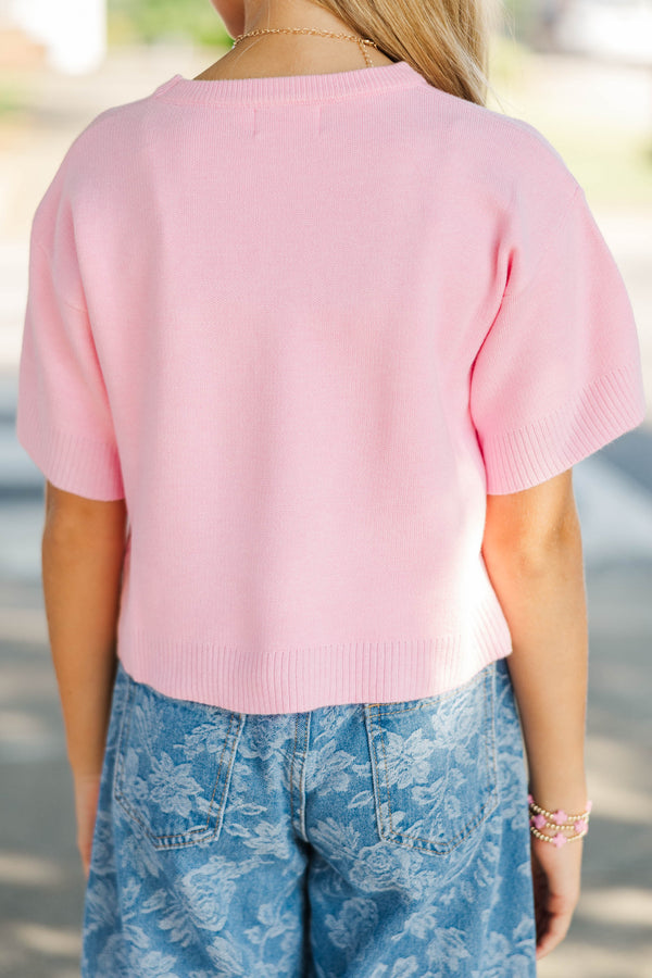 Girls: Classic Layer Light Pink Mock Neck Sweater