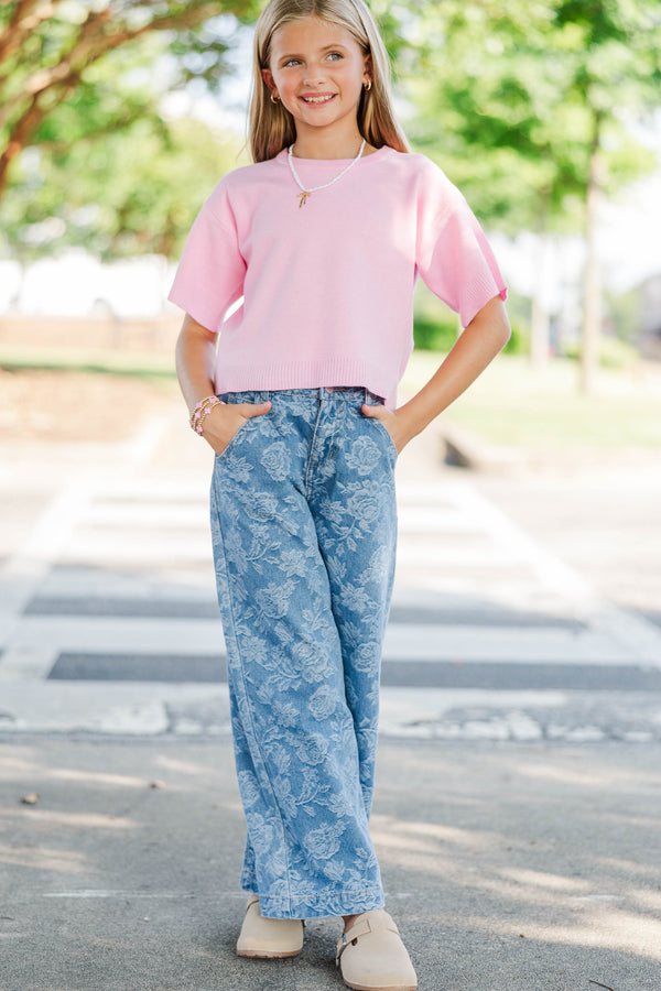 Girls: Classic Layer Light Pink Mock Neck Sweater
