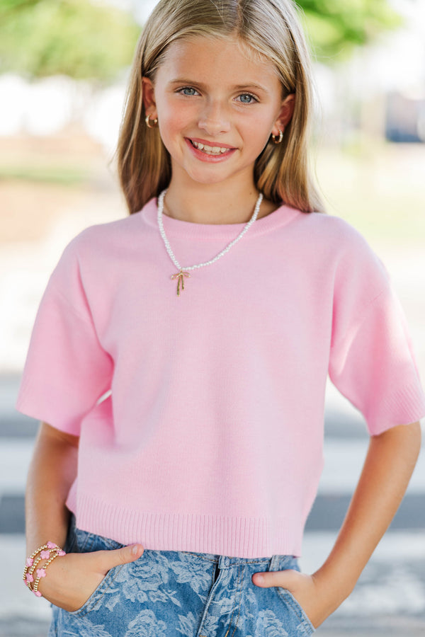 Girls: Classic Layer Light Pink Mock Neck Sweater