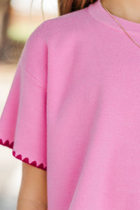 Girls: Play All Day Pink Knit Sweater