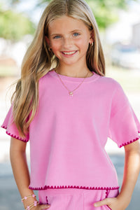 Girls: Play All Day Pink Knit Sweater