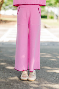 Girls: Play All Day Pink Pocket Knit Pants