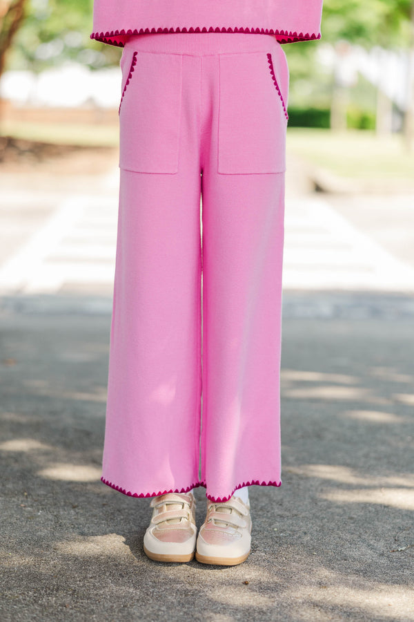 Girls: Play All Day Pink Pocket Knit Pants
