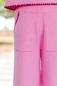 Girls: Play All Day Pink Pocket Knit Pants