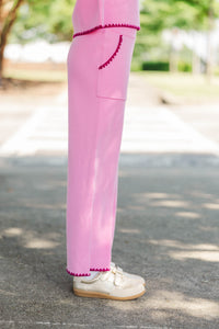Girls: Play All Day Pink Pocket Knit Pants