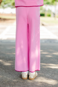Girls: Play All Day Pink Pocket Knit Pants