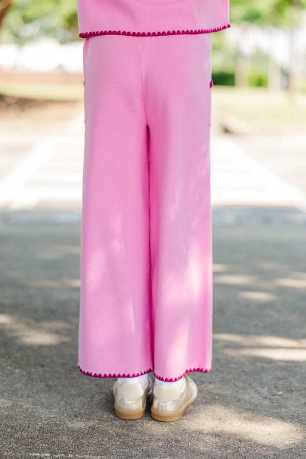 Girls: Play All Day Pink Pocket Knit Pants