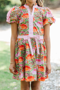 Girls: Little Loves Pink Floral Trim Dress