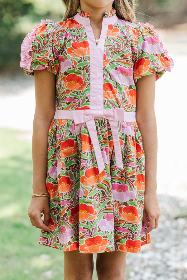 Girls: Little Loves Pink Floral Trim Dress
