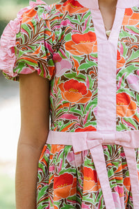 Girls: Little Loves Pink Floral Trim Dress
