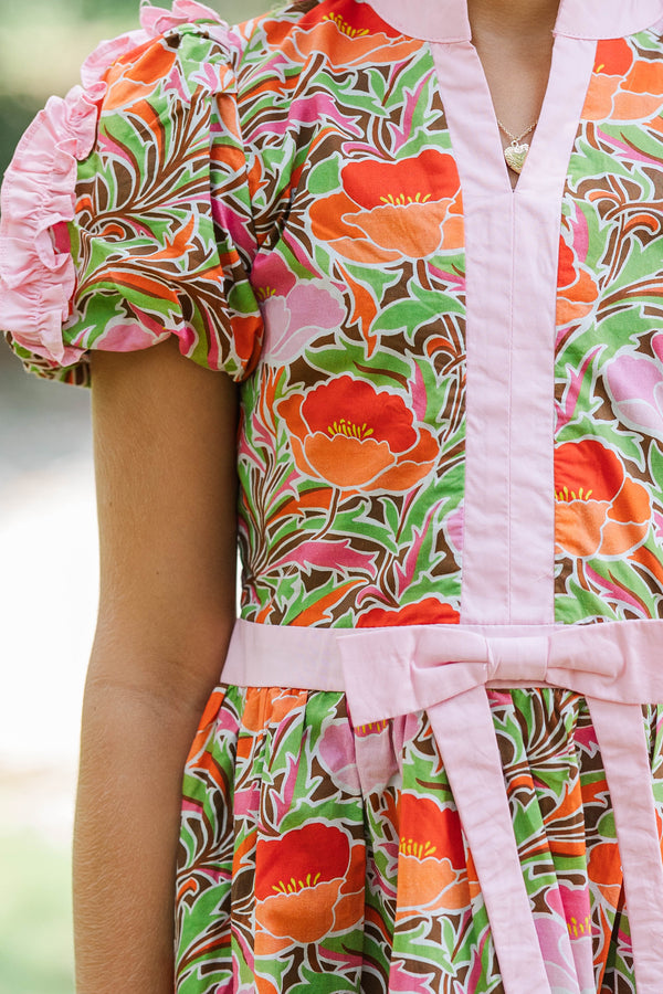 Girls: Little Loves Pink Floral Trim Dress