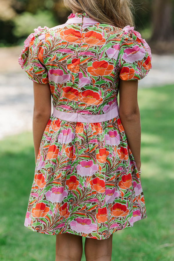Girls: Little Loves Pink Floral Trim Dress