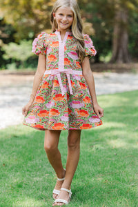 Girls: Little Loves Pink Floral Trim Dress