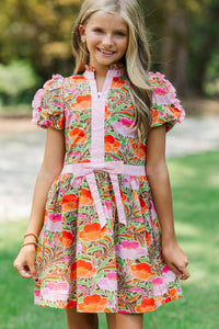 Girls: Little Loves Pink Floral Trim Dress