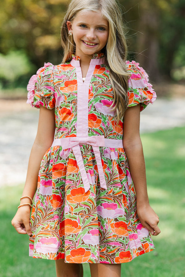 Girls: Little Loves Pink Floral Trim Dress