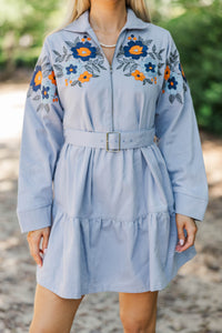 Found Along The Way Blue Embroidered Dress